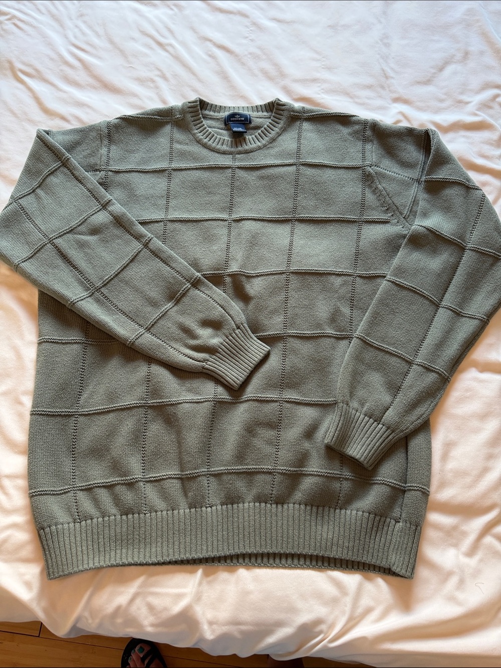 Dockers Olive Green Grid-Texture Crewneck Sweater